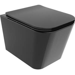 Mexen Teo WC mísa Rimless s pomalu padající deskou slim, duroplast, Černá - 30854070