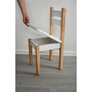 Vingo Dětská otevírací židlička s přihrádkou - bílo-přírodní 2. jakost