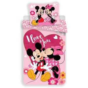 JERRY FABRICS Povlečení Mickey a Minnie Kiss Polyester 140/200, 70/90 cm