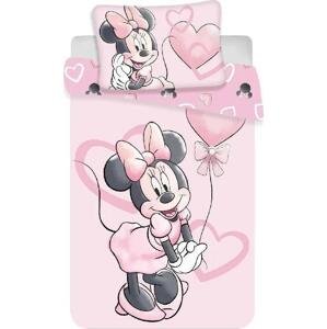 JERRY FABRICS Povlečení do postýlky Minnie Pink Heart baby Bavlna, 100/135, 40/60 cm