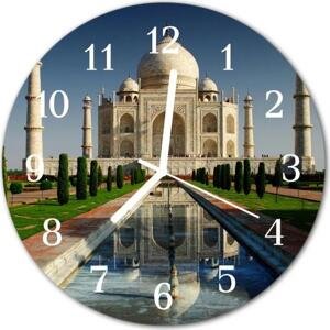 Nástenné skleněné hodiny Taj mahal fi 30 cm