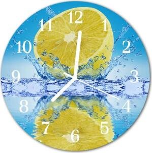 Nástenné skleněné hodiny citrón fi 30 cm