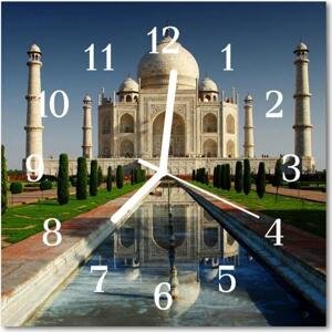 Nástenné skleněné hodiny Taj mahal 30x30 cm