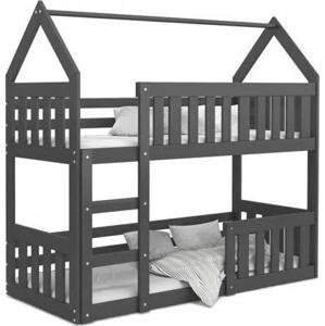 Dětská patrová postel DOMEK MINI 190x80 cm ŠEDÁ
