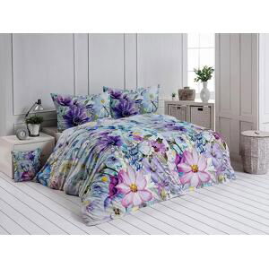 Matějovský povlečení AURELIA, fialové květy na světle modré, bavlna hladká digitál, 140x200cm + 70x90cm