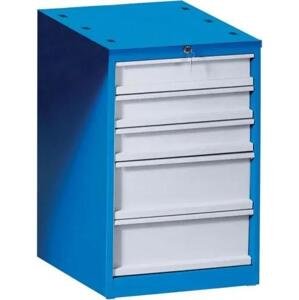 Zásuvkový dílenský box na nářadí k pracovnímu stolu GÜDE, 5 zásuvek, 510 x 592 x 810 mm, modrá / šedá