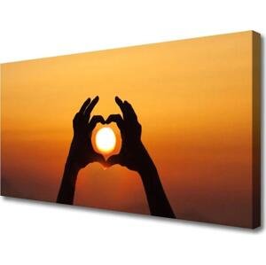 Obraz na plátně Ruce Srdce Slunce Láska 100x50 cm