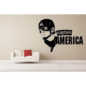 Lepy.cz Samolepka na zeď Captain America + nápis Velikost (šířka x výška): 80x59cm, Barevná varianta: Černá