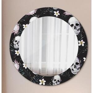 Kulaté dekorativní zrcadlo Květiny lebky fi 60 cm