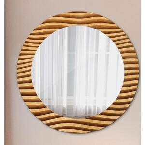 Kulaté dekorativní zrcadlo Dřevěná vlna fi 60 cm