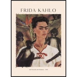 Frida Kahlo - Autoportrét s opicemi 1943 40 x 50 cm