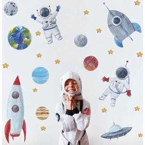 Gario Dětská nálepka na zeď Solar system - planety, astronauti, rakety a UFO Rozměry: 100 x 100 cm