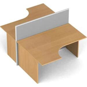 Rohový kancelářský stůl PRIMO s paravanem, 2 místa, nástěnka, buk