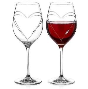 Diamante Swarovski sklenice na víno Sparling Hearts 470 ml sada 2 ks