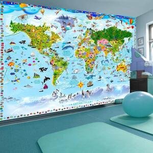 Fototapeta - Mapa světa pro děti 400x280 + zdarma lepidlo