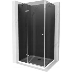 Mexen Roma sprchový kout s otočnými dveřmi 100 x 90 cm, Grafitově černá, Chromovaná + sprchová vanička Flat, Bílá - 854-100-090
