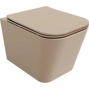 Mexen Teo WC mísa Rimless s pomalu padající deskou slim, duroplast, Matná cappuccino - 30854064