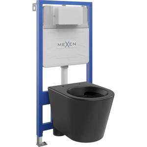 Mexen WC podomítkový set Felix Slim stojan s WC mísou Rico, Matná černá - 6103372XX85