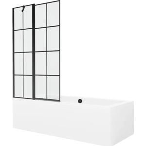 Mexen Cube obdélníková vana 180 x 80 cm s pláštěm 1-křídlovou zástěnou 100 cm, Černý vzor - 550518080X9410117077