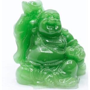 Milujeme Kameny Smějící se Buddha hojnosti - soška Feng shui - zelená Z2