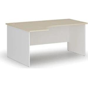 Kancelářský rohový pracovní stůl PRIMO WHITE, 1600 x 1200 mm, levý, bílá/bříza
