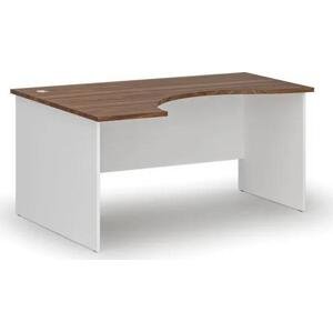 Ergonomický kancelářský pracovní stůl PRIMO WHITE, 1600 x 1200 mm, levý, bílá/ořech