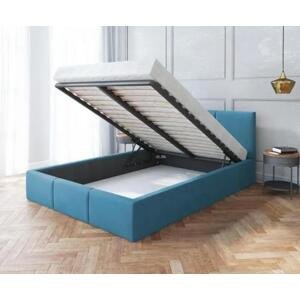 Čalouněná postel AMBER 160x200 Tyrkysová Trinity s úložným prostorem kovový rošt