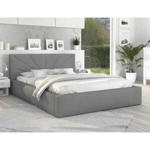 Luxusní postel GEORGIA 180x200 s kovovým zdvižným roštem ŠEDÁ