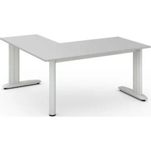 Rohový kancelářský psací stůl PRIMO FLEXIBLE, 1600 x 1600 mm, šedá