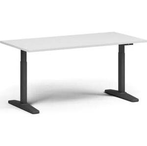 Výškově nastavitelný stůl, elektrický, 675-1325 mm, deska 1600x800 mm, černá podnož, bílá