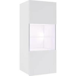 Závěsná vitrína prosklená Bralani BR05, Barva: bílá / bílá lesk, Osvětlení: osvětlení LED - bílé