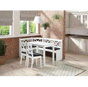 Kuchyňský kout + stůl se židlemi Santiago 1, Barva dřeva: bílá, Potah: Amor Velvet 4322