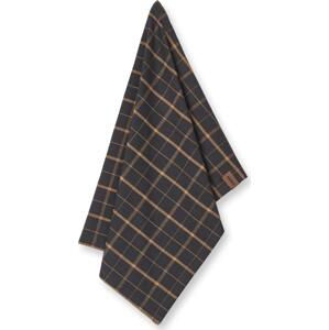 Humdakin Utěrka z recyklované bavlny Brown Plaid - set 2 ks, černá barva, hnědá barva, textil