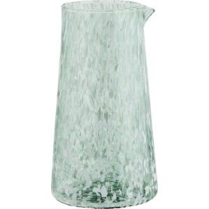 MADAM STOLTZ Skleněný džbán z brokového skla White/Green 900 ml, zelená barva, sklo
