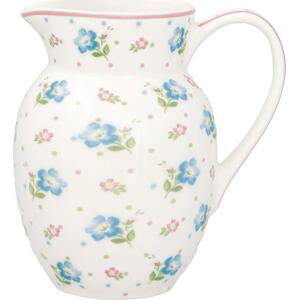 GREEN GATE Porcelánový džbánek Rosalia White 0,5 l, modrá barva, porcelán