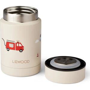 LIEWOOD Dětská termoska Nadja Emergency Vehicle/Sandy Food Jar, krémová barva, kov
