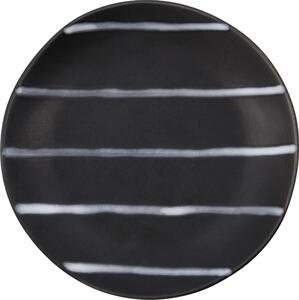 House Doctor Kameninový dezertní talíř Line Black/Brown, černá barva, keramika
