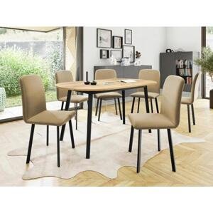 Rozkládací stůl Zerimo S 150x80 se 6 židlemi Lekoz, Barva dřeva: dub craft zlatý + černá, Potah: Amor Velvet 4302