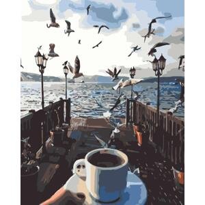 Malování podle čísel s rámem "Šálek kávy u moře" 50x40cm