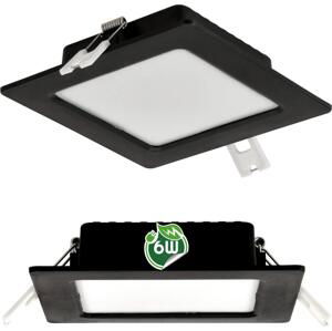BERGE Čtvercový LED panel černý - zapuštěný - 6W - PC - neutrální bílá