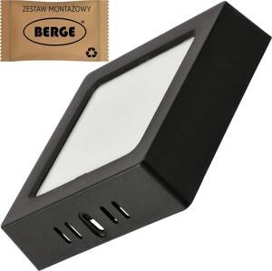 BERGE Čtvercový LED panel černý - přisazený - 6W - PC - neutrální bílá