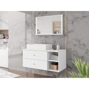 Koupelnový nábytek Kiegi I, Barva: biały mat / biały mat + marmur bianco, Sifon k umyvadlu: ano, Umyvadlo: ne