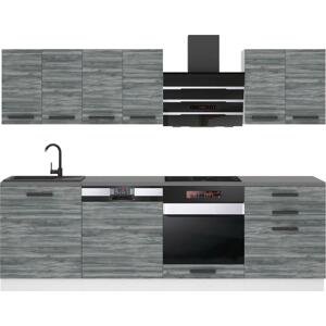 Kuchyňská linka Belini Premium Full Version 240 cm šedý antracit Glamour Wood s pracovní deskou SUSAN