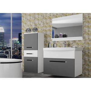 Koupelnový nábytek Belini šedý mat / bílý mat + umyvadlo + zrcadlo ROD M 2/0/W/SRW/0/ZW