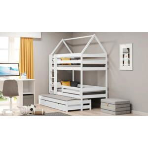postel dětské domeček patrová výsuvná Comfio - Bílý, 80x180