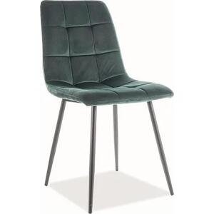Jídelní židle Mila Velvet, zelená / černá