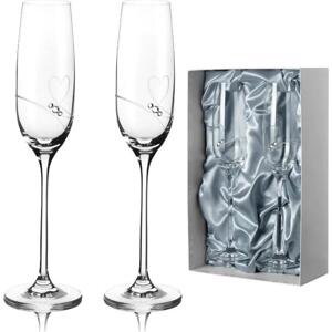 Diamante sklenice na šampaňské Romance s kamínky Swarovski a v prémiovém balení 200ml 2KS