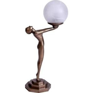 Elegantní zlatá lampa s tanečnicí držící skleněný globus 48 cm