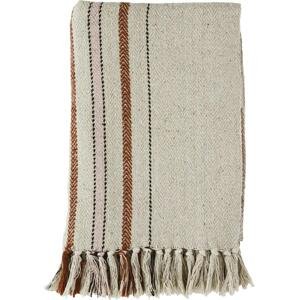 MADAM STOLTZ Přehoz z recyklované bavlny Sand 125 x 175 cm, béžová barva, textil