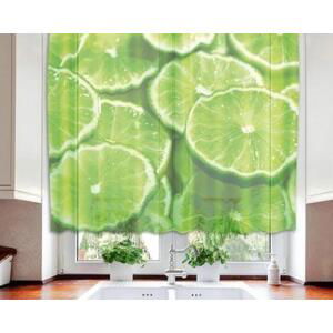 DIMEX | Hotové záclony - kusová fotozáclona Limetka VO-140-023 | zelená, bílá | 140 x 120 cm